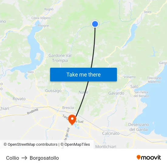 Collio to Borgosatollo map