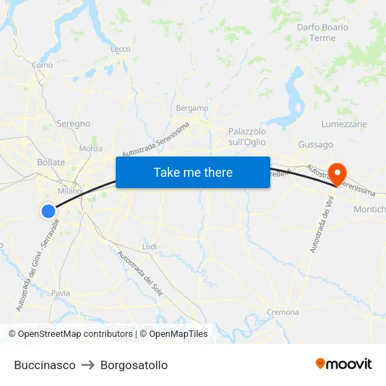 Buccinasco to Borgosatollo map