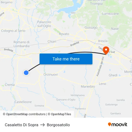 Casaletto Di Sopra to Borgosatollo map