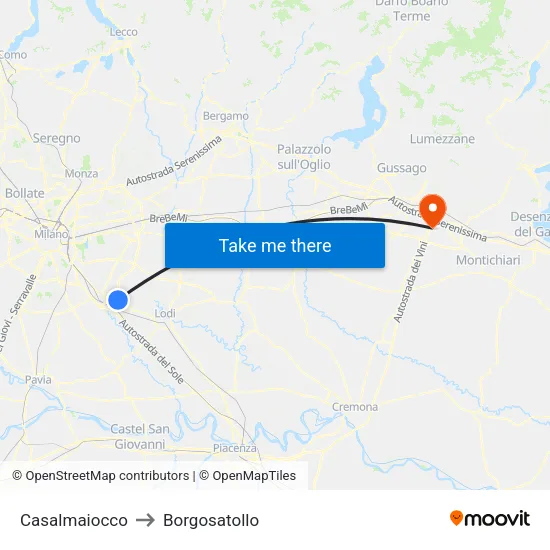 Casalmaiocco to Borgosatollo map