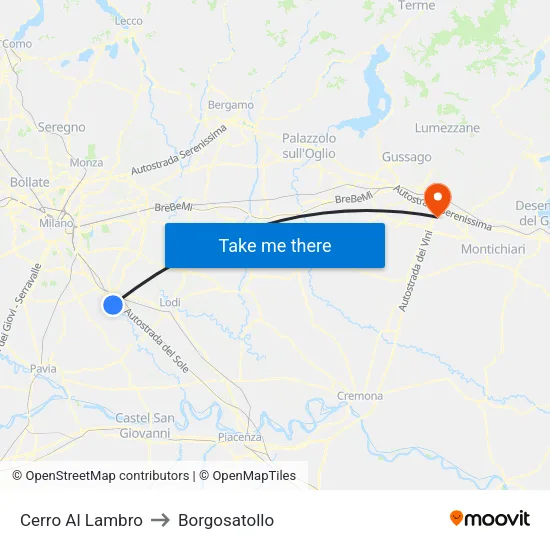 Cerro Al Lambro to Borgosatollo map
