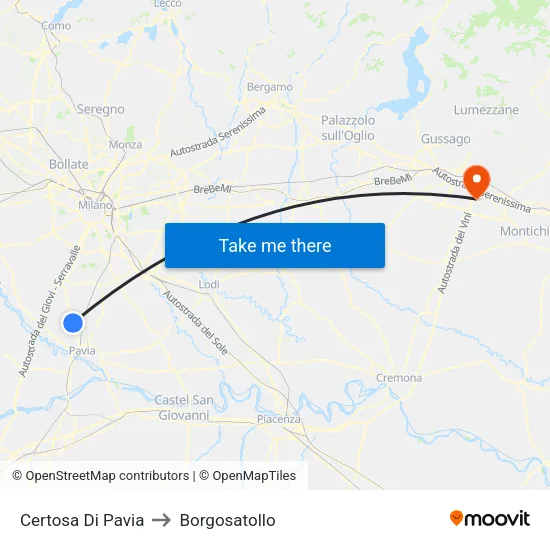 Certosa Di Pavia to Borgosatollo map