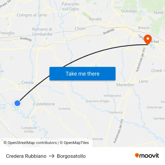 Credera Rubbiano to Borgosatollo map