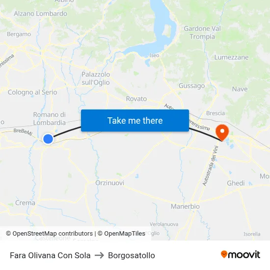Fara Olivana Con Sola to Borgosatollo map