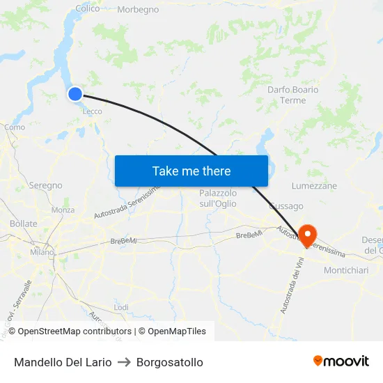 Mandello Del Lario to Borgosatollo map