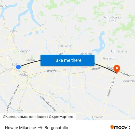 Novate Milanese to Borgosatollo map