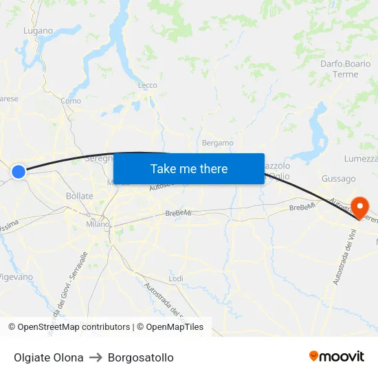 Olgiate Olona to Borgosatollo map