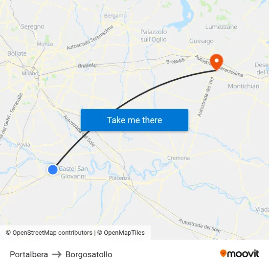 Portalbera to Borgosatollo map