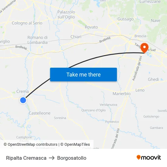 Ripalta Cremasca to Borgosatollo map