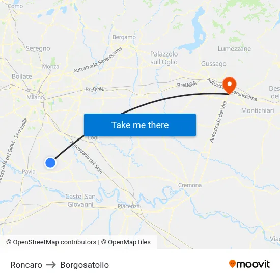 Roncaro to Borgosatollo map