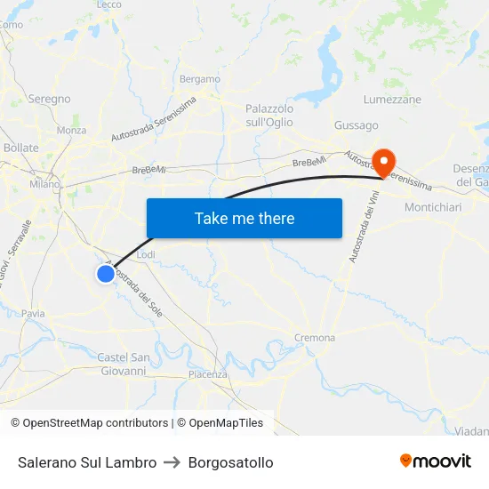 Salerano Sul Lambro to Borgosatollo map