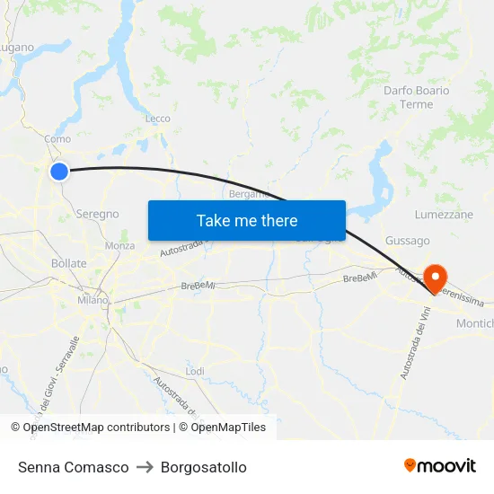 Senna Comasco to Borgosatollo map