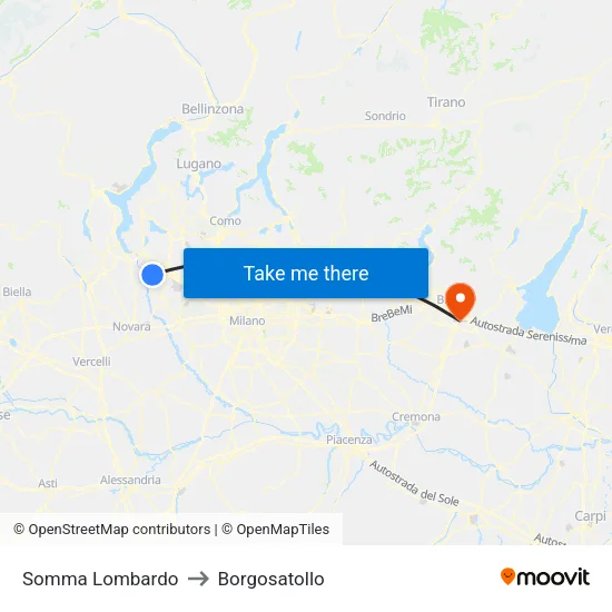 Somma Lombardo to Borgosatollo map