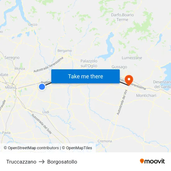 Truccazzano to Borgosatollo map