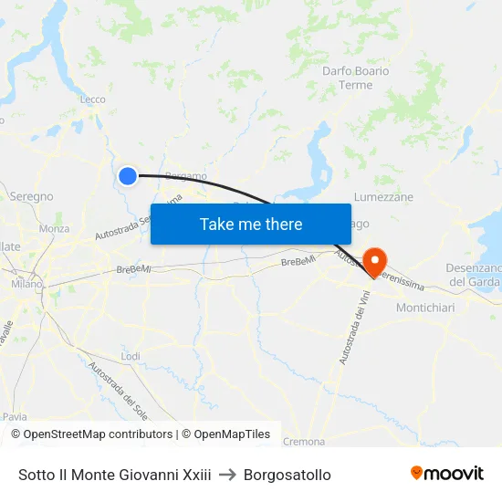 Sotto Il Monte Giovanni Xxiii to Borgosatollo map