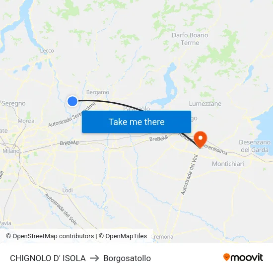 CHIGNOLO D' ISOLA to Borgosatollo map