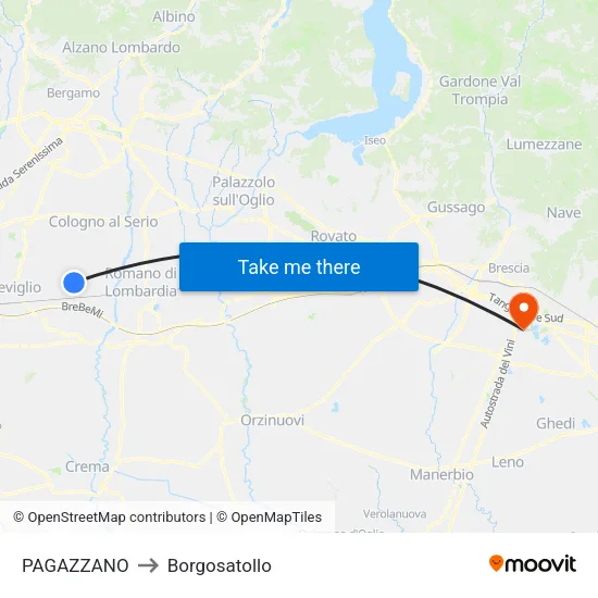 PAGAZZANO to Borgosatollo map