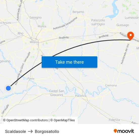 Scaldasole to Borgosatollo map