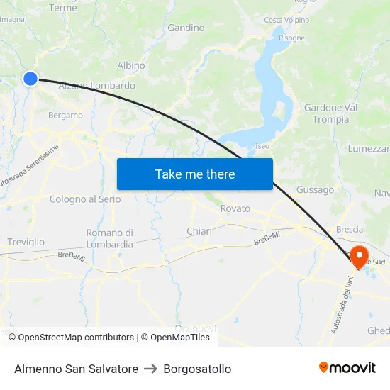 Almenno San Salvatore to Borgosatollo map