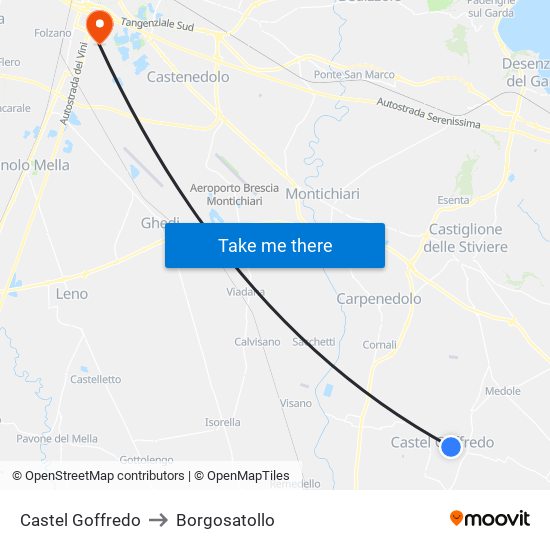 Castel Goffredo to Borgosatollo map