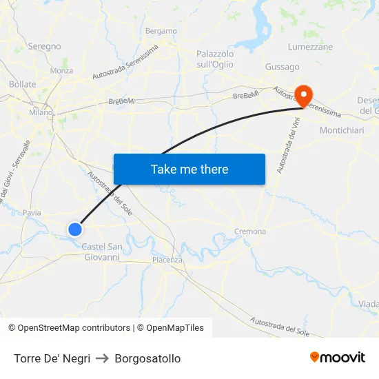 Torre De' Negri to Borgosatollo map