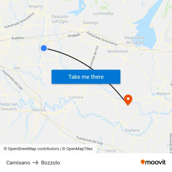 Camisano to Bozzolo map
