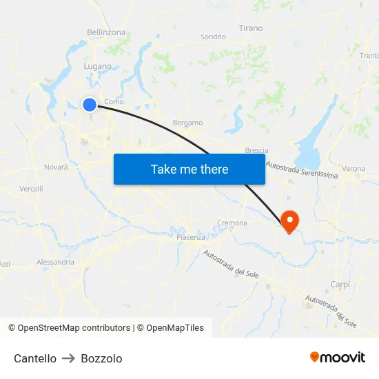 Cantello to Bozzolo map