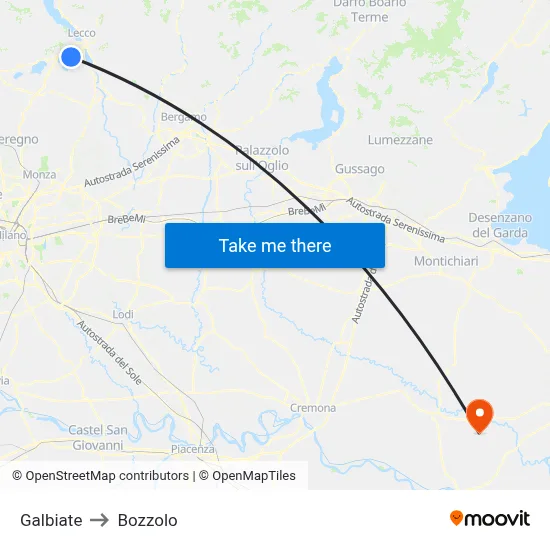 Galbiate to Bozzolo map