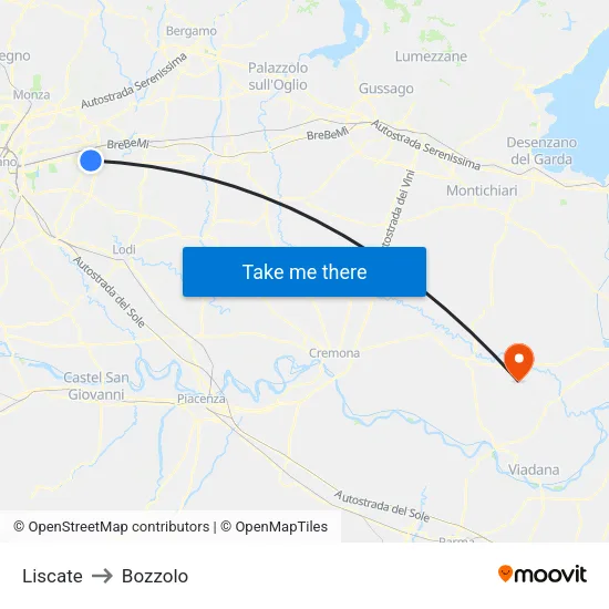 Liscate to Bozzolo map