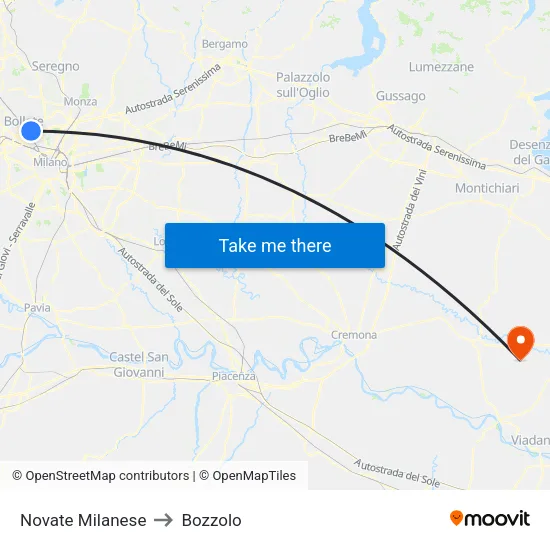Novate Milanese to Bozzolo map