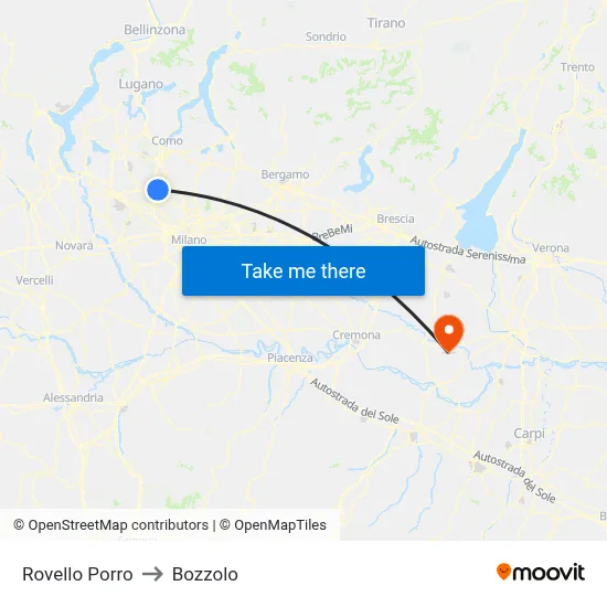 Rovello Porro to Bozzolo map