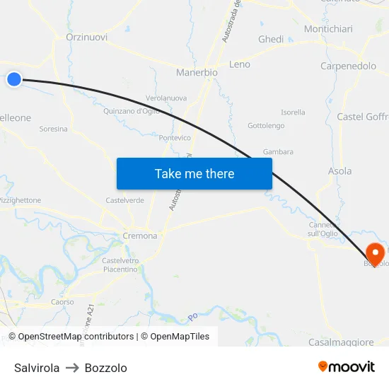 Salvirola to Bozzolo map