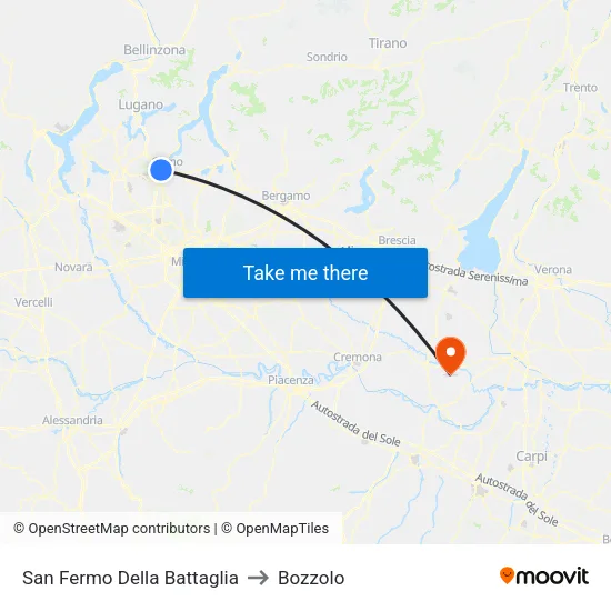 San Fermo Della Battaglia to Bozzolo map