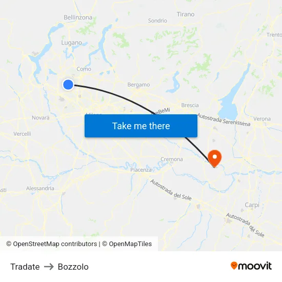 Tradate to Bozzolo map
