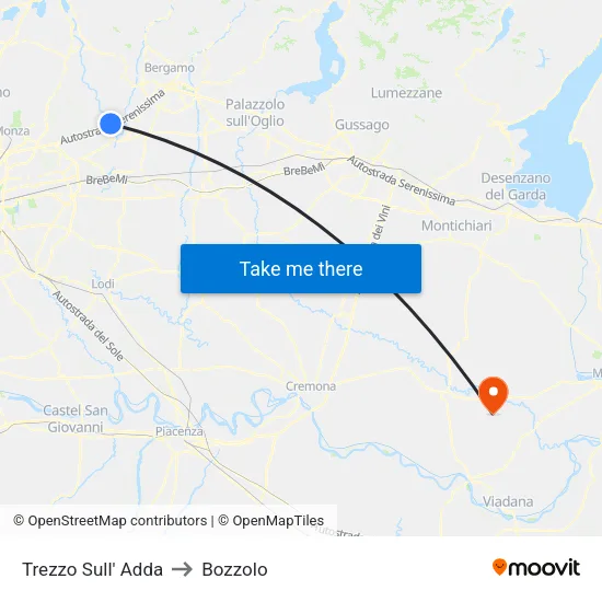 Trezzo Sull' Adda to Bozzolo map