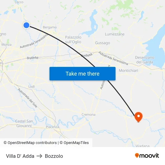 Villa D' Adda to Bozzolo map