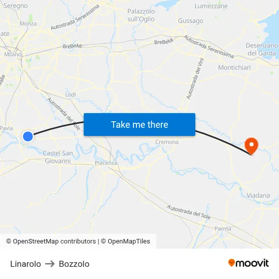 Linarolo to Bozzolo map