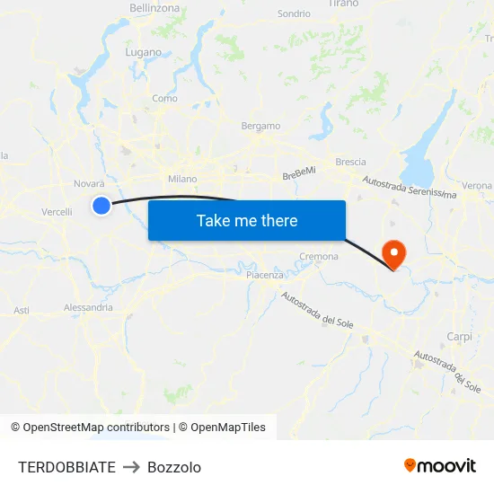 Terdobbiate to Bozzolo map