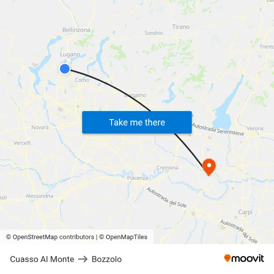 Cuasso Al Monte to Bozzolo map