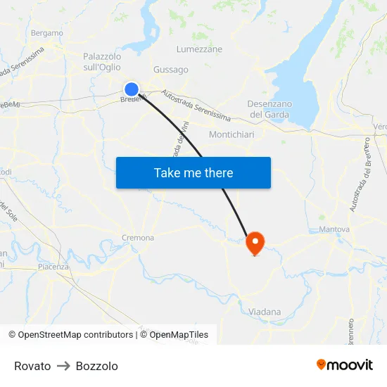 Rovato to Bozzolo map