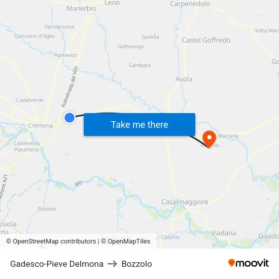 Gadesco-Pieve Delmona to Bozzolo map