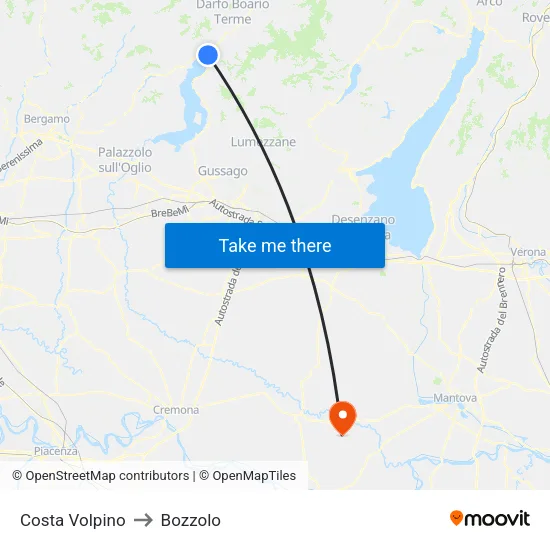 Costa Volpino to Bozzolo map