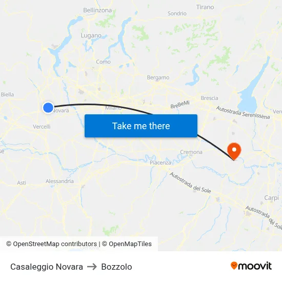 Casaleggio Novara to Bozzolo map