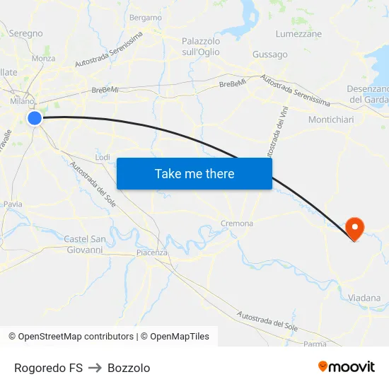Rogoredo FS to Bozzolo map
