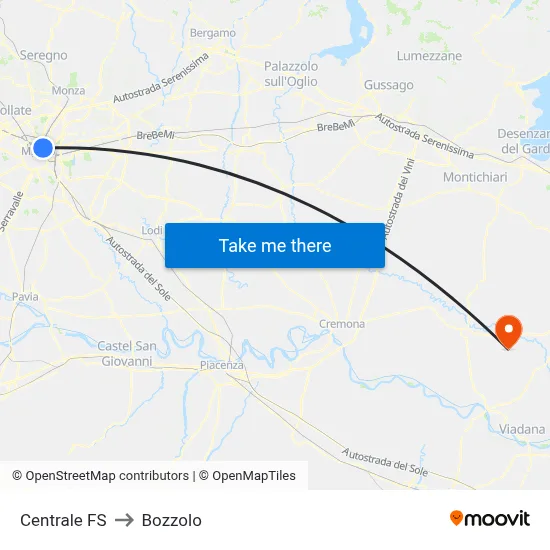 Centrale FS to Bozzolo map