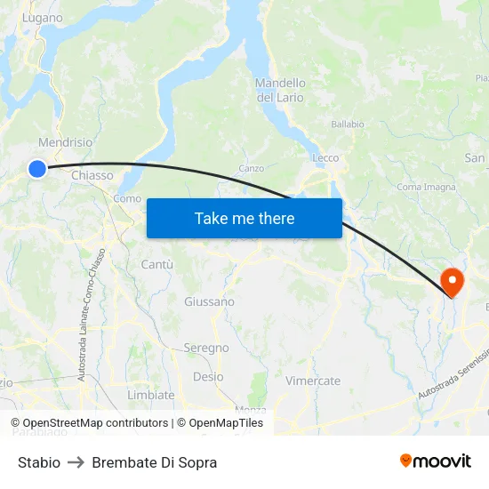 Stabio to Brembate Di Sopra map