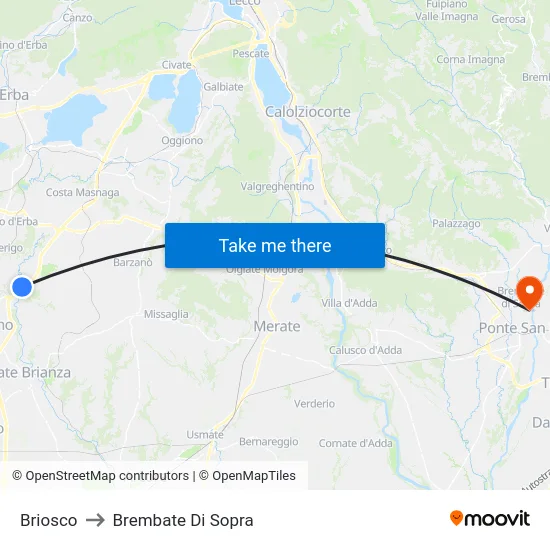Briosco to Brembate Di Sopra map