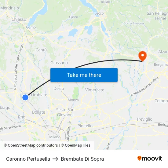 Caronno Pertusella to Brembate Di Sopra map