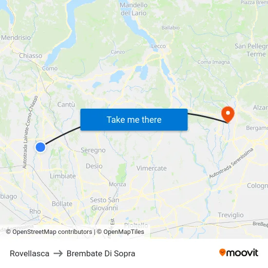 Rovellasca to Brembate Di Sopra map