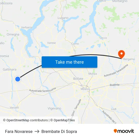 Fara Novarese to Brembate Di Sopra map